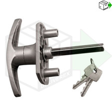 NEW 'Henderson Merlin Garage Door Spares T Bar Lock Handle' - Silver Finish S/S 
