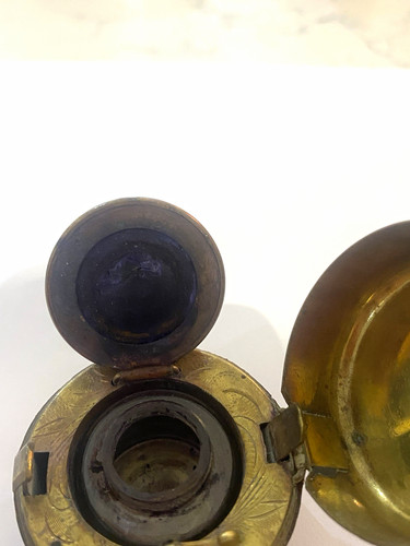 Vintage brass travel inkwell - travel,