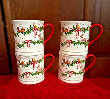 NEW SET OF 4 MUGS CATH KIDSTON CHRISTMAS ANIMAL GARLAND ENGLAND FESTIVE COFFEE