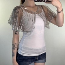 Y2K vintage cropped mesh shawl