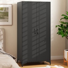 Black Rattan 4 Cube Wardrobe