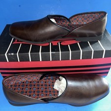 RARE VTG NIB Grosvenor Men's House Slippers/Shoes Size 8.5D Cognac V36665