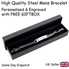 Personalised Engraved Mens Bracelet - Birthday Gift Fathers Day Christmas Gift