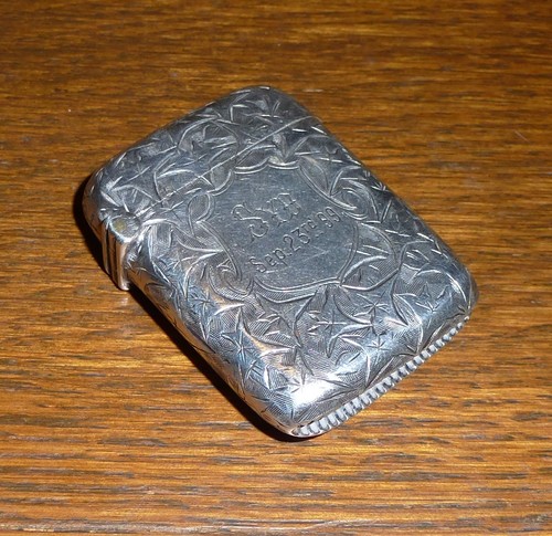 Antique solid silver vesta - silver,