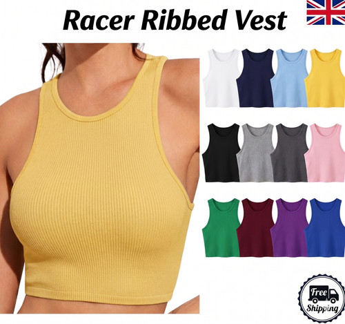 Ladies ribbed sleeveless crop - ladies,