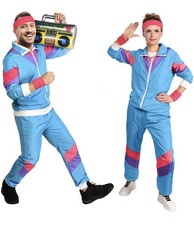 Aomig 80s Height of Fashion Shell Suit Costume, 80s Fancy Dress Men/Women LARGE