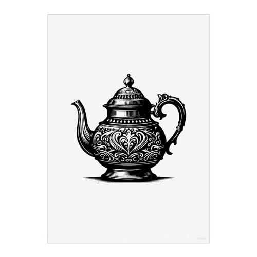 Fancy teapot wall art poster - teapot',