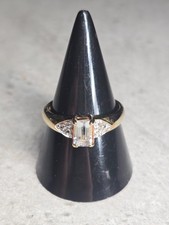 9ct Gold Aquamarine & Topaz Ring Size N 2.4g 1.5mm Birmingham Hallmark 