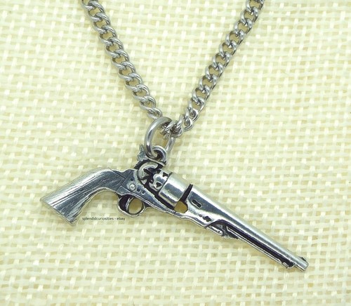 Antique revolver gun pendant - antique,