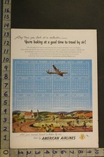 1948 AVIATION AIRLINE AMERICAN TRAVEL CALENDAR FARM SCHOOL BUS FLAGSHIP AD ST31