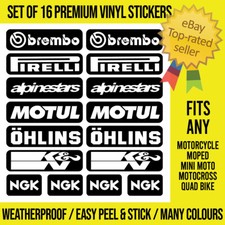 16 x MOTORCYCLE Decals Belly Pan Fairings MOTORBIKE QUAD MOTOCROSS MX Stickers
