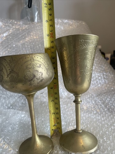 Antique brass wine goblet - antique, cups
