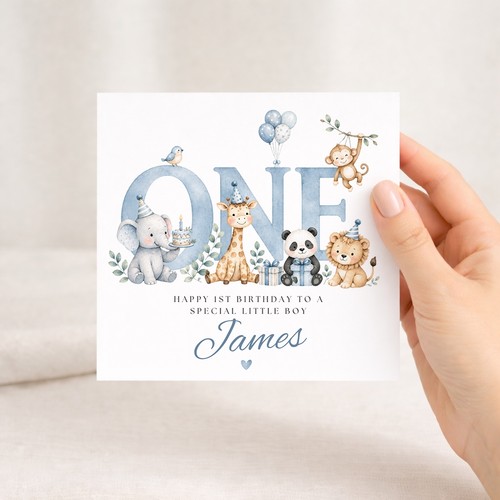 Personalised 1st birthday card - 1st,