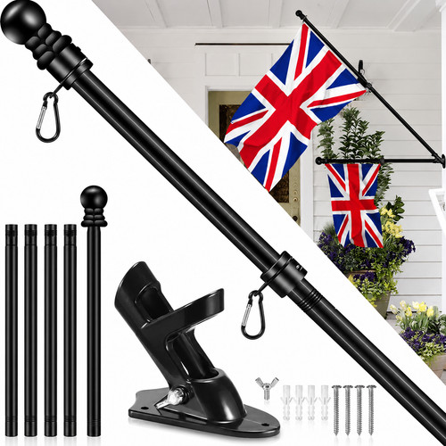 6ft wall mounted flag pole - 6ft, wall-mounted