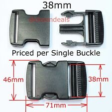 Side Release Clip Buckle for 38 mm 1.5 Inch Webbing Strap Black Delrin Plastic