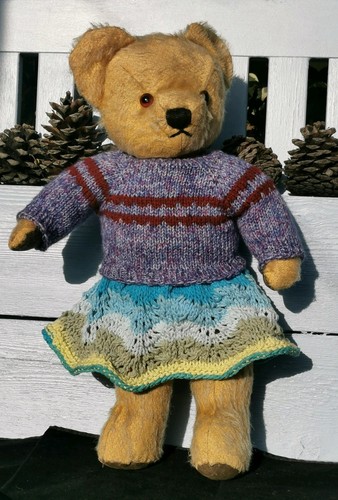 Hand knitted teddy bear - knitted,