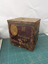 Original Antique Large Macfarlane Lang's Biscuits Oval Marie Tin Rustic Prop