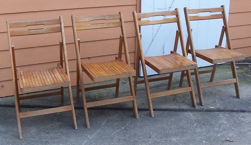 Antique folding wood - 4, chairs