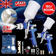 2x Gravity HVLP Spray Gun Paint Gun Kit Garage Feed Air 1.4mm 0.8mm 2 Nozzles
