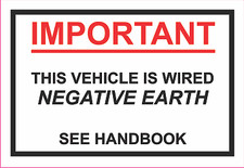 NEGATIVE EARTH Classic Car Sticker Decal  X 1 95mm x 66mm  retro FREE UK POSTAGE