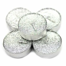 15 x Sparkling Silver Gliter TEA LIGHTS CANDLE WEDDING CELEBRATIONS SPECIAL GIFT