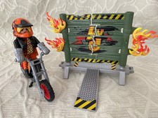 Playmobil Stunt Show Motocross Motorcycle with Fiery Wall 