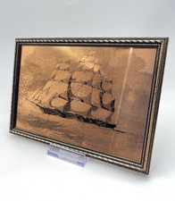 Copper Etched Framed Picture The James Baines Clipper An Etchmaster Original VTG