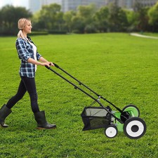 16" Manual Lawn Mower Hand Push Reel Walk-Behind Grass Catcher with 5 Blades UK