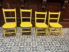 X 2 Antique Childrens Chairs Vintage Wood Nursery School Yellow Chair Joblot Two