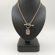 925 Sterling Silver T-Bar ID Tag Belcher Chain Necklace 15.5" GM 925 RMF30-CAP