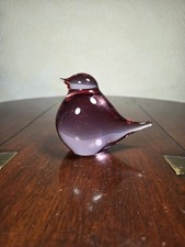 Vintage Lilac Coloured Art Glass Bird Figurine Paperweight 