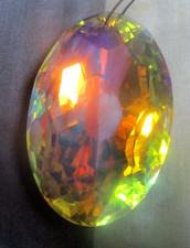 Large Oval Sun-Catcher Faceted Aurora Borealis Window Pendant  (2938)