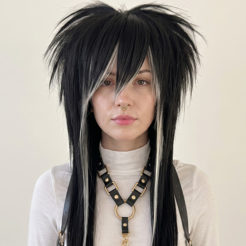 Black blonde emo scene wig - blonde,