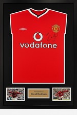Signed Framed David Beckham Manchester United Home Shirt England Real Madrid PSG
