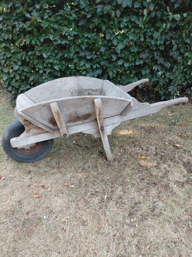 Antique wooden wheelbarrow - wooden,