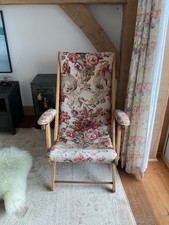 Vintage Recliner Mulberry upholstered padded deck chair 