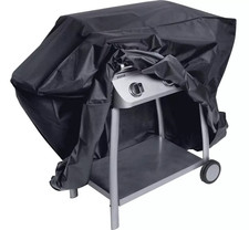 Home Deluxe BBQ Grill Cover Medium 140 x 113cm Outdoor Waterproof Black - USED