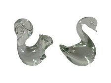 Vintage Hand Blown Glass Swan & Squirrel Figurine Ornament