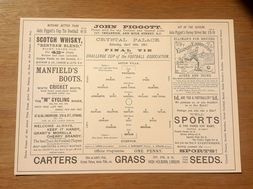 1897 cup final programme - cup,