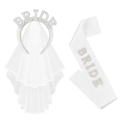 Bride headband veil - bride, sash