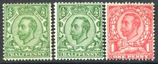(179) 3 VERY GOOD 1912 GV DOWNEY HEADS MULTI CYPHER WATERMARK MOUNTED MINT