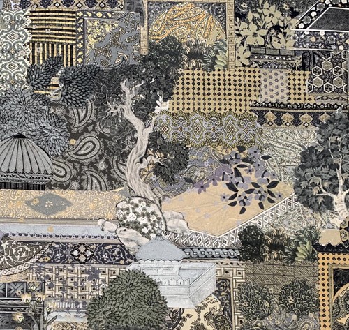 Oriental garden printed cotton - garden,