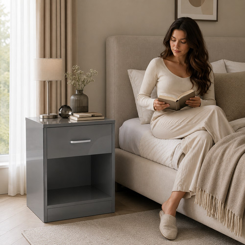 Modern high gloss bedside - high,