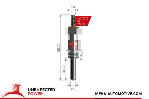 Glow plug rear right - plug, 24mm