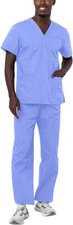 Adar Uniform Scrub Set 701 Universal Unisex Scrubs Drawstring Ceil Blue Size XS