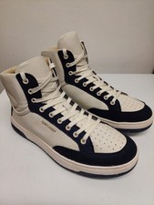 SUPERDRY MENS VEGAN WHITE / NAVY HI TOP VINTAGE TRAINERS  UK 8  42 Excellent con