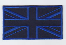 Union Jack Blue Black Flag Embroidery Patch Badge Hook & Loop Backing UK 2284