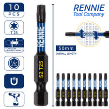 10 x T25 Torx 50mm Long Magnetic Impact Duty Screwdriver Drill Driver Bits TX25