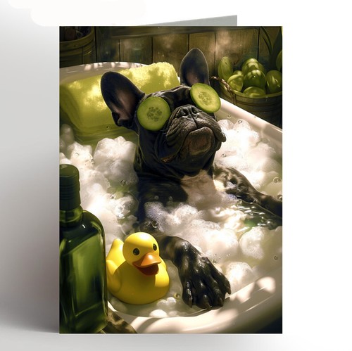 French bulldog birthday card - bulldog,