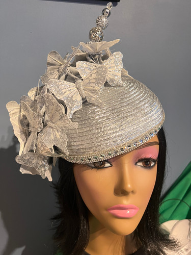 Silver butterfly fascinator - butterfly,